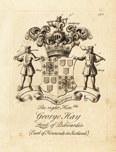 Wapen van de Zeer Eerwaarde George Hay, Heer van Penwardian, 8e Graaf van Kinnoule in Schotland door Andrew Johnston