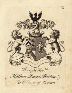 Wapen van de Hooggeachte Mathew Ducie Morton, Lord Ducie van Moreton