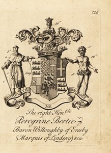 Wapen van de Hooggeachte Peregrine Bertie, Baron Willoughby van Eresby, Markies van Lindsay, 2e Hertog van Ancaster en Kesteven