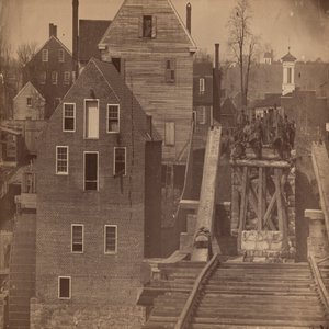 Einde van de brug na Burnsides aanval, Fredericksburg, Virginia door Andrew Joseph Russell