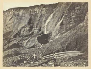 Hydraulische Goudmijnbouw, Bij Dutch Flats, Californië, C. P. R. R. door Andrew Joseph Russell