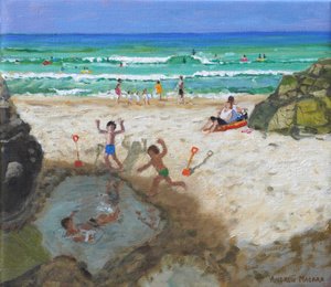 Plezier in het zeebad, St Ives, 2024 (olieverf op doek)