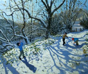 Sneeuwballengevecht, Derbyshire door Andrew Macara