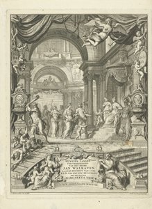 Titelpagina voor: Huwlykszangen ter vereeniging van den heere Jan Walraven, raadt (...) van zyne keurvorstelyke doorluchtigheit van Brunswyk en Lunenburg. Met mevrouwe Margareta Trip. Amsterdam, 108 door Andries van Buysen (Sr.)