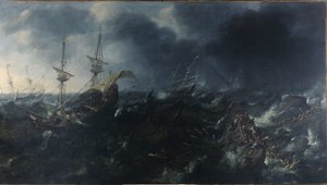 De slag bij Lepanto door Andries van Eertvelt