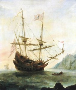 De Santa Maria voor anker door Andries van Eertvelt