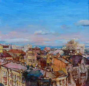 Kleurrijke daken in de stad door Andrii Kutsachenko