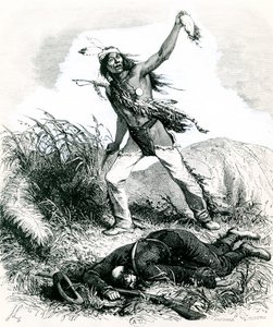 Indiaan die de Dode Vijand Scalpeert, 1867 door Ange Louis 1815 72 after Janet