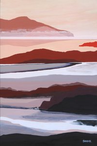 Abstract gelaagd landschap door Angela Seear