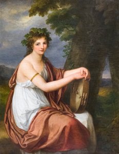 Portret van een jonge vrouw verkleed als Bacchante door Angelica Kauffman