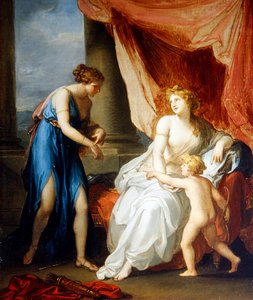 Euphrosyne gewond door Cupido, klagend bij Venus