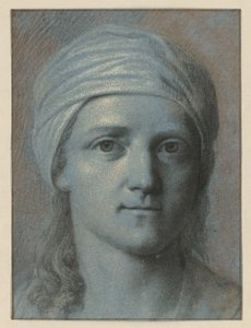Vrouwenhoofd van voren gezien, met tulband door Angelica Kauffmann