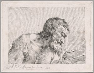 Oude man leest door Angelica Kauffmann