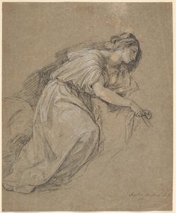 Studie naar het leven van een knielende vrouw in profiel door Angelica Kauffmann