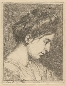 Hoofd van een jonge vrouw in profiel door Angelica Kauffmann