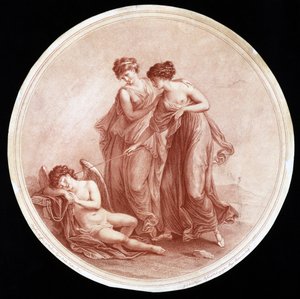 Graces Wekken Cupido, gegraveerd door William Wynne Ryland, 1776 door Angelica after Kauffmann