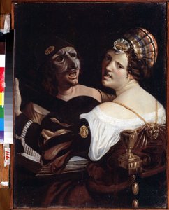 Zingende acteurs. Schilderij van Angelo Carlo Velli door Angelo Carlo Velli