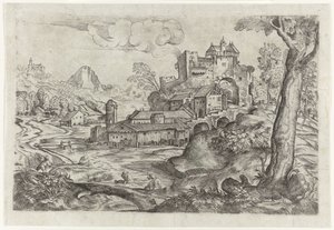 Landschap met rivier en kasteel