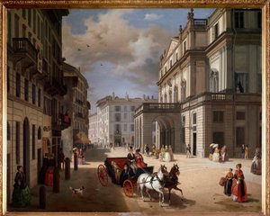Uitzicht op het plein van Teatro alla Scala, Milaan