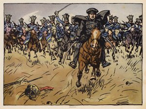 Pruisische veldmaarschalk Gneisenau leidt een cavaleriecharge door Angelo Jank