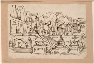 Toneelontwerp, Groep van Antieke Gebouwen door Angelo Toselli