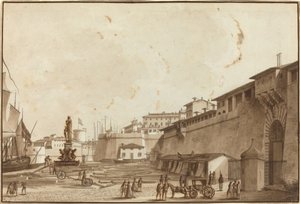 Uitzicht op Livorno door Angelo Uggeri