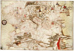 De Middellandse Zee, Zwarte Zee en Noordoost-Atlantische Oceaan, ca. 1550 door Angelo de Conte Freducci