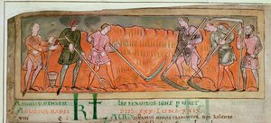 Oogsten, uit een kalender, c.1030 (detail) door Anglo Saxon