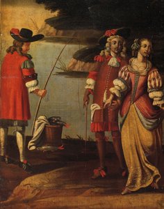 Vierdelig dubbelzijdig scherm, ca. 1700 (detail)