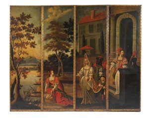 Vierdelig dubbelzijdig scherm, ca. 1700