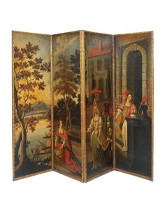 Vierdelig dubbelzijdig scherm, ca. 1700 door Anglo Flemish School