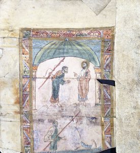 Christus onderwijst Petrus in Kafarnaüm over de belasting, ca. 1000 AD