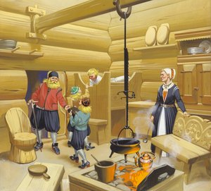 17e eeuws Noors huis (gouache op papier) door Angus McBride