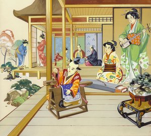 18e eeuws Japans huis (gouache op papier) door Angus McBride