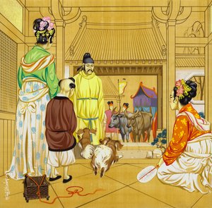 Chinees huis in de 13e eeuw (gouache op papier) door Angus McBride