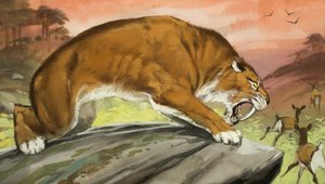 Sabeltandtijger op jacht door Angus McBride