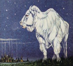 De witte buffel (kleurenlitho) door Angus McBride