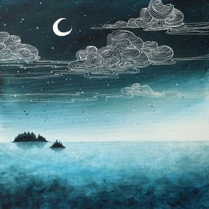 Nacht op het eiland bij maanlicht