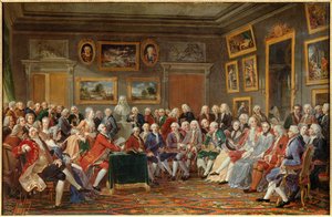 De salon van Madame Geoffrin door Anicet Charles Lemonnier