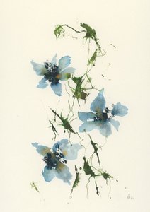 Blauwe aquarelbloemen