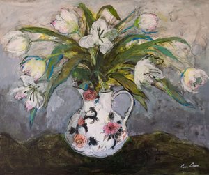Witte tulpen in een ijzeren kan, 2019