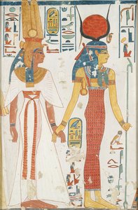 Kopie van muurschildering uit het graf van koningin Nefertari, Thebe, 20e eeuw