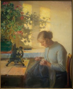 Naaiende Vissersdochter door Anna Ancher