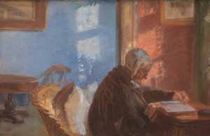 De Moeder van de Kunstenaar Ane Hedvig Brøndum in de Rode Kamer door Anna Ancher