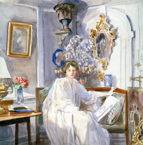 Jonge vrouw in het wit, ca. 1864-1930 door Anna Lea Merritt