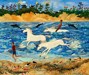 Eenhoorn oefenen, 2012 (acryl) door Anna Pugh