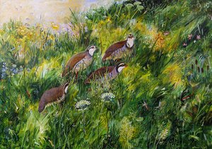 Lang gras, 2022 (acryl op board) door Anna Pugh