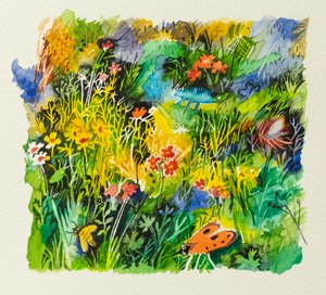 Weide-insecten, 2023 (aquarel) door Anna Pugh