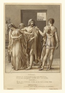 Phaedra wijst de omhelzingen van Theseus af door Anne-Louis Girodet de Roucy-Trioson