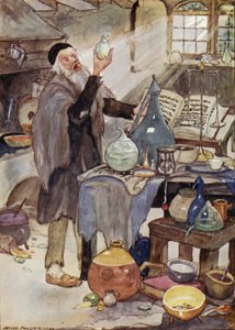 Alchemist, scène uit het sprookje van Hans Christian Andersen Het verhaal van de wind